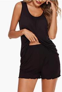 Ensemble de pyjama en modal pour femme, débardeur sans manches et <span class=keywords><strong>short</strong></span> à volants festonnés, doux et respirant, idéal pour l'été - Product Image 4