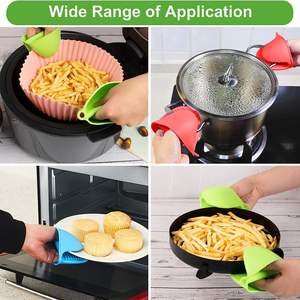 Sarung tangan silikon Oven terisolasi panas lucu memasak Microwave pegangan anti selip pemegang panci bebas Bpa sarung tangan silikon - Product Image 3