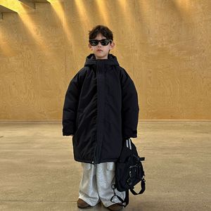 Vêtement pour enfants, veste à fermeture éclair imprimée unie, 90% duvet de canard blanc, hiver 2025, manteau à capuche pour garçons, coupe classique - Product Image 1