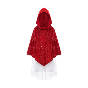 Capa con Capucha de Terciopelo para Niños, Falda de Tul, Disfraz de Caperucita Roja para Halloween - Product Image 1