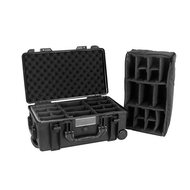 High Quality IP67 Black Waterproof Shockproof Outdoor Trolley Hard Plastic Carrying Camera case With Foam