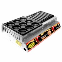 Grill combiné à gaz de table en acier inoxydable à 8 tubes pour saucisses et burgers, rôtissoire commerciale pour hot-dogs croustillants pour cuisine de rue