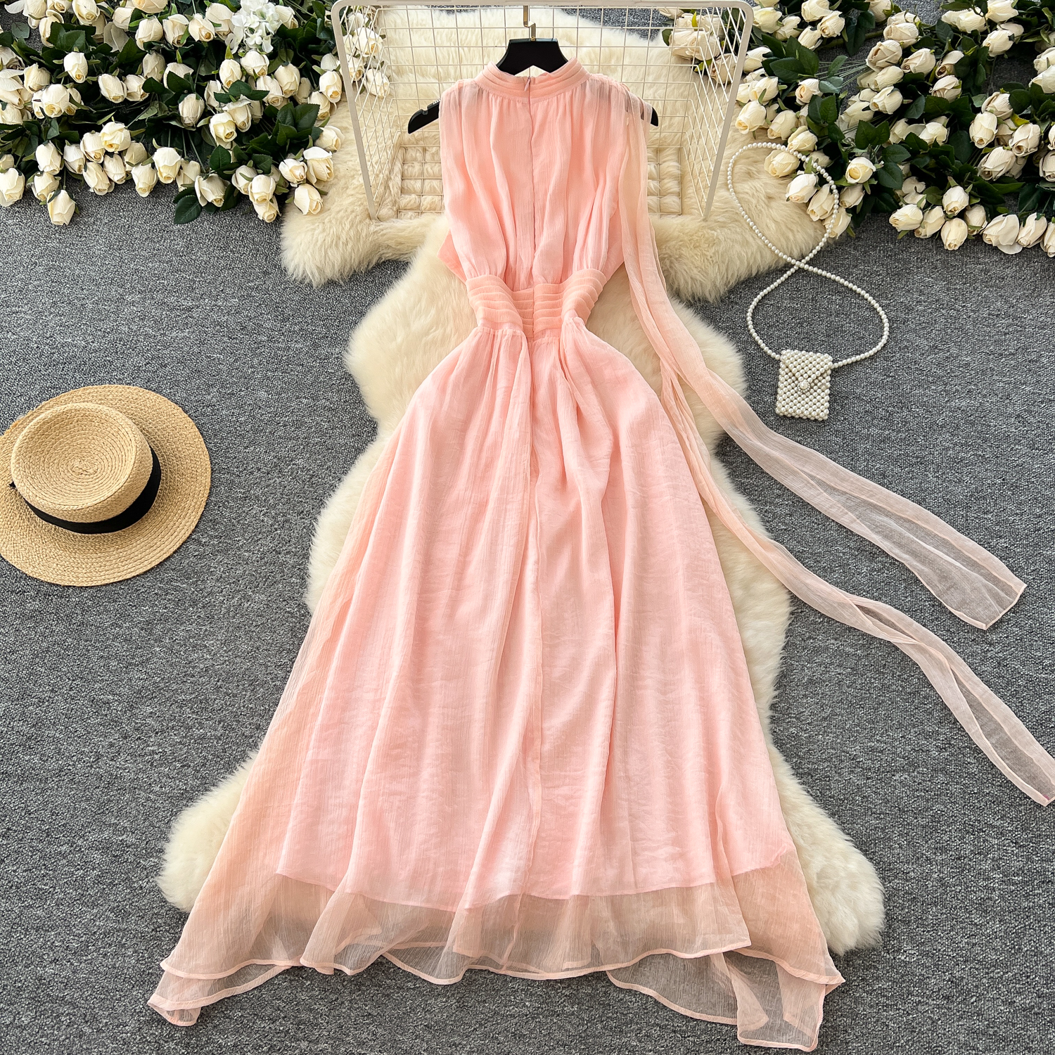 green emerald velvet dress Fairy Song Long Ruffle High-Low Chiffon Mini Dress Fairy Dresses main image 1
