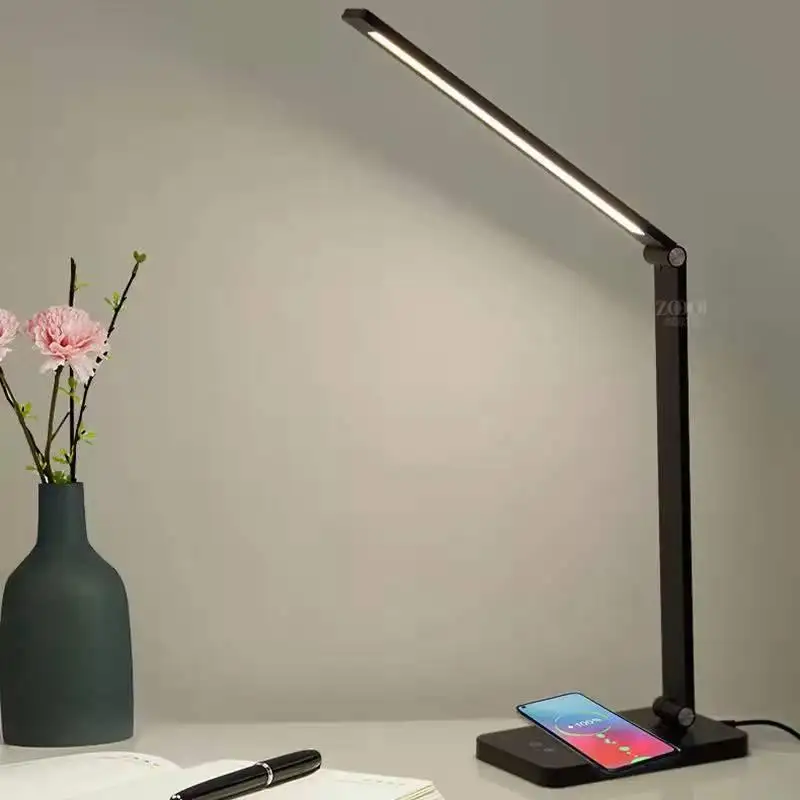 Lâmpada de mesa multifuncional com carregamento por USB, lâmpada de mesa LED de 5W para estudo, carregável com toque e leitura