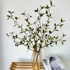 Queyiyi Fleurs Artificielles Branches de Feuilles Triangulaires en Soie Verte Décoration d'Intérieur Ornement de Table - Product Image 1