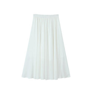 Falda Midi Runqi N8729 Color Blanco Leche, Corte en A, Cintura Alta, Chifón, Color Sólido, Talla Grande para Mujer, Cintura Elástica - Product Image 5