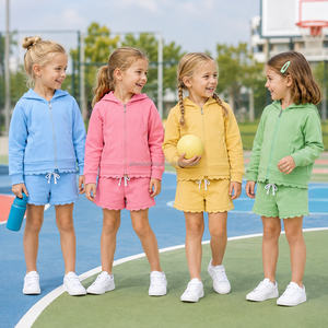Sweat-shirt pour enfants filles, veste à capuche à manches longues, short de course pour l'école, les jeux en plein air et les vêtements de tous les jours - Product Image 3