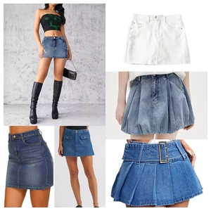 Wholesale Women's High Waist Denim Skirt Solid Color Stonewashed Casual Summer Style With Pockets Regular Fit Blue <b>Jean</b> Skirt - Product Image 5