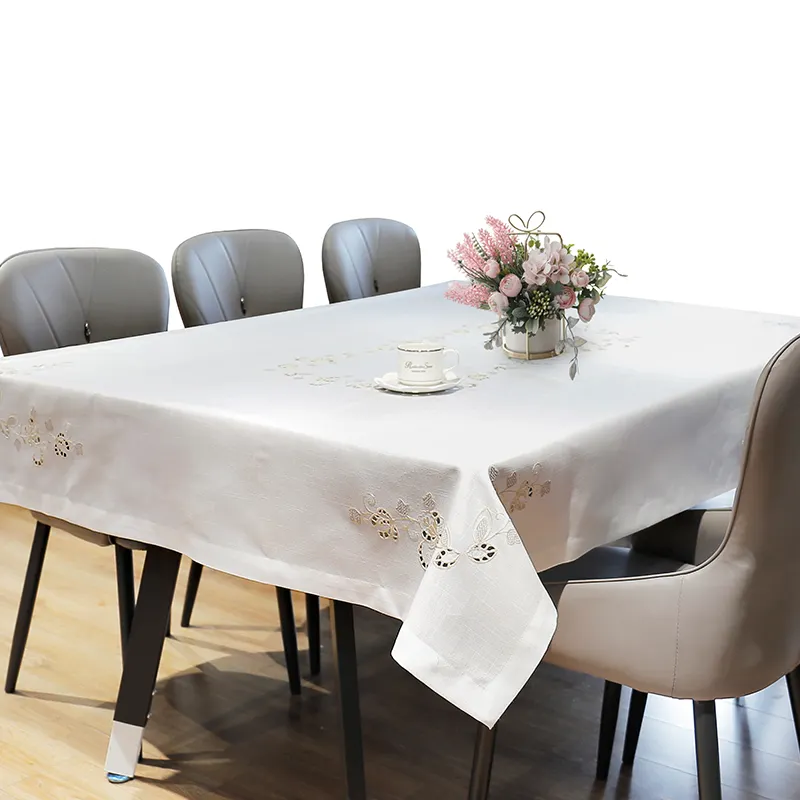 מלבן בעבודת יד דקורטיבי אוכל רקמת פרח בד שולחן כיסוי שולחן בצבע אחיד