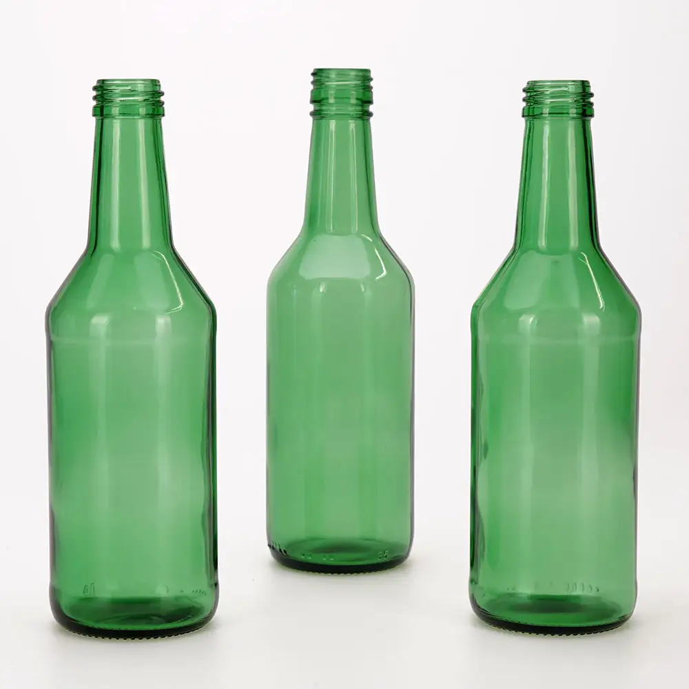 VISTA Empty 12oz 350ml 360ml Green Beverage Wine Glass Soju Bottle With Aluminum Lid