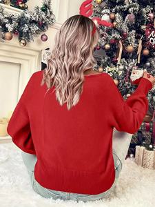 Maglione Autunnale alla Moda in Jacquard, Morbido Cashmere Artificiale, Vestibilità Ampia, Spalle Cadenti, Design Casual con Collo Tondo per <span class=keywords><strong>Donna</strong></span> - Product Image 3