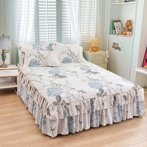 Ensemble de jupe de lit Princesse en dentelle douce pour la peau, antidérapant, pour tailles Full, Queen, King, comprenant un drap-housse et 2 taies d'oreiller pour chambre à coucher - Product Image 3