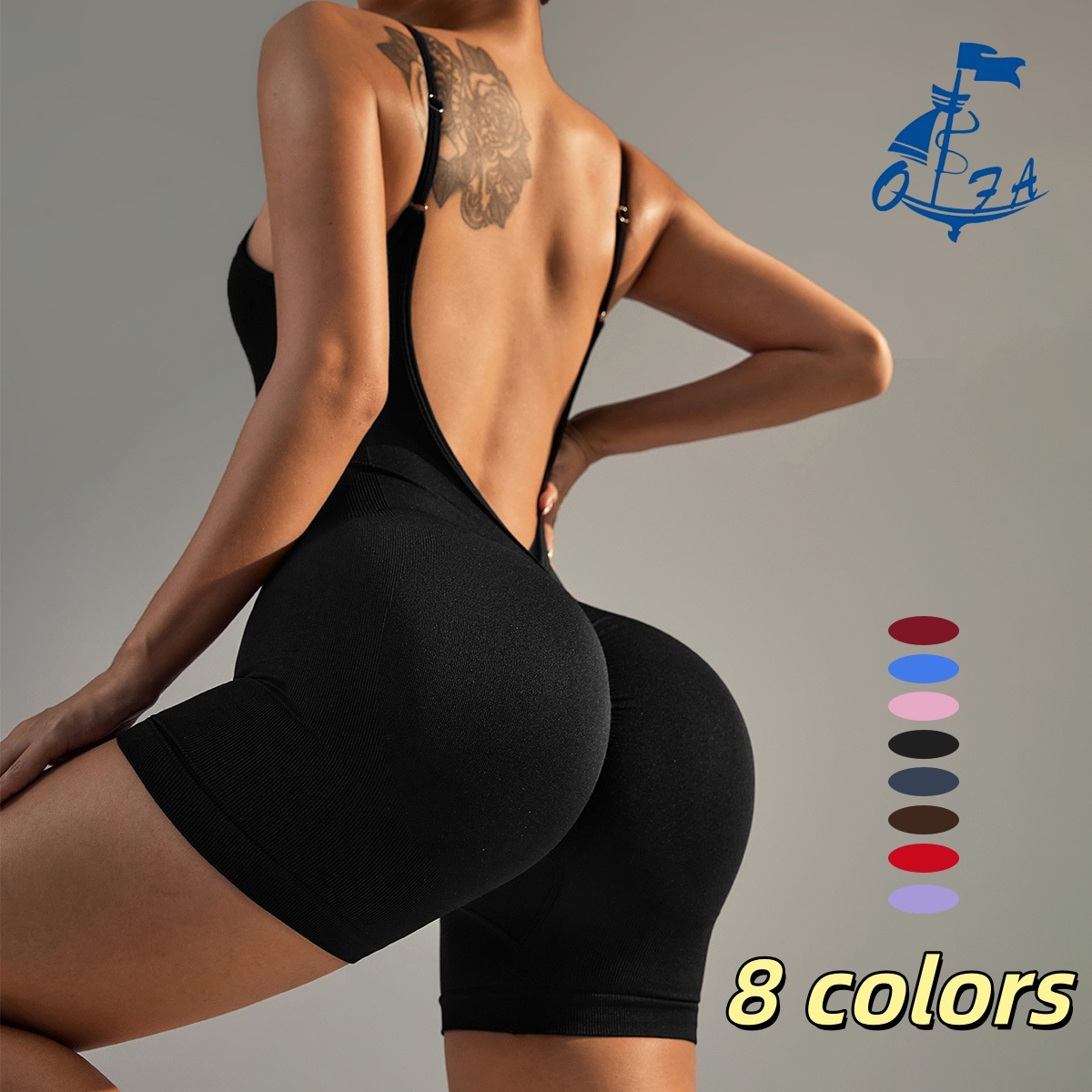 L-24901 New Women's Fitness Bodysuit Backless Jumpsuit Shaping Gym Bodysuit Highly Elastic Yoga Jumpsuit Breathable Sportswear