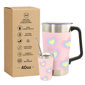 Bouteille d'eau isotherme en acier inoxydable de 70 oz avec poignée et couvercle, personnalisable avec logo, vente en gros - Product Image 1