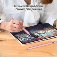 Stylet capacitif intelligent rose pour tablette numérique, avec rejet de la paume, magnétique, trois lumières LED, pointe remplaçable et détection d'inclinaison