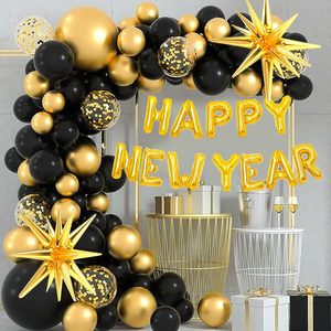 <span class=keywords><strong>Kit</strong></span> d'arche de ballons noir et or avec confettis Gold Explosion Star Ballons en aluminium <span class=keywords><strong>HAPPY</strong></span> <span class=keywords><strong>NEW</strong></span> <span class=keywords><strong>YEAR</strong></span> pour décor de fête du nouvel an
