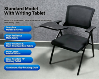 Chaise de bureau intégrée avec bureau et tablette d'écriture, chaise de direction ergonomique pliable pour le bureau à domicile