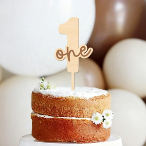 Décoration de gâteau BOHO pour premier anniversaire, numéro en bois avec lettre « Un », décorations de gâteau pour baby shower - Product Image 5