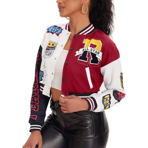 Chaqueta Corta de Cuero Vacuno para Mujer, Estilo Varsity, Marca Babyhealthy, Moda Urbana Y2K - Product Image 2