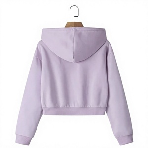 เสื้อสเวตเตอร์มีฮู้ดผู้หญิง สีลาเวนเดอร์ ผ้าฝ้ายถัก สวมใส่สบายๆ ในฤดูใบไม้ร่วง แขนยาว ความยาวสั้น - Product Image 3
