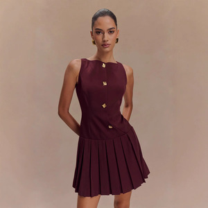 Abito Mini Estivo 2026 da Donna di Buona Qualità, Trasparente, Dolce, Plissettato, Senza Maniche, Vestibilità Slim, Eco-Friendly, per Feste e Serate - Product Image 6