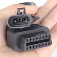 Cable de Conversión de 3 Pines a OBDII de 16 Pines Hembra, Conector Universal para Escáner de ECU de Motocicleta, Cable de Extensión para Diagnóstico de Motocicletas