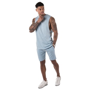 Recién llegado 100% algodón Hombre manga corta acidwash camiseta y conjunto corto de 2 piezas logotipo impreso personalizado conjunto doble de hip hop de gran tamaño para hombres - Product Image 1