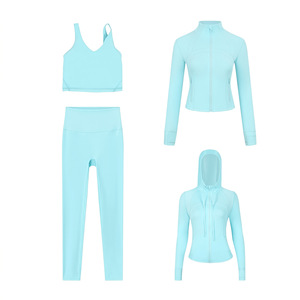 Hot Sale Women's <b>Yoga</b> Sets Breathable 4-Piece Long Sleeve Gym Training Clothes <b>Yoga</b> Tight <b>Jacket</b> Fitness Sports Shorts Workout - Product Image 2