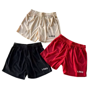 Men's Solid Color Quick Dry Shorts Elastic Waist Mid Length Casual Sport Shorts With Logo Print Front - Product Image 1