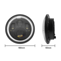 Faro LED per auto Wrangler da 7 pollici, 6 LED, a cerchio completo, 12V 60W, per modifica veicoli fuoristrada, con apertura integrata e abbaglianti/anabbaglianti