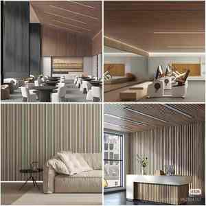 Paneles de Pared Interiores y Exteriores Modernos de Primera Calidad AOLO, Paneles Decorativos de WPC Impermeables, Resistentes al Fuego, con Diseño de Listones de Madera, Garantía de 5 Años - Product Image 5