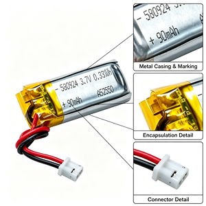 Batería Recargable de Polímero de Litio de 3.7V 90mAh, Celda Estándar en Bolsa con Cable para Laptop - Product Image 5