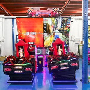 Simulateur de course d'arcade commercial avec écran 3D 55 pouces LCD*4, volant à retour de force, siège vibrant, à monnayeur, en anglais - Product Image 1