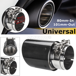 Punta de escape universal de fibra de carbono negro brillante de 80 mm de entrada y 101 mm de salida para silenciador de coche - Product Image 1