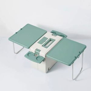 Table pliante multifonctionnelle pour le camping en plein air, boîte de rangement 2-en-1, boîte isotherme pour aliments, à suspendre et à transporter à la main - Product Image 2
