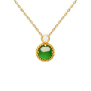 Colgante de Jade Verde Maya Feicui - Lujoso Collar de Oro de 24K - Colgante de Jade de Alta Calidad - Product Image 1