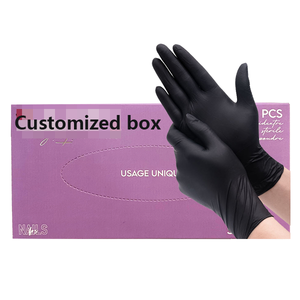 5mil 4mil Doigt Texture <span class=keywords><strong>Cuisine</strong></span> Beauté Industrie Tatouage <span class=keywords><strong>Gant</strong></span> Boîte Personnalisée Conception Sans <span class=keywords><strong>Latex</strong></span> Jetable Noir Nitrile Gants - Product Image 1