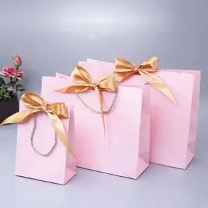 Fabrik Niedriger Preis Rosa bedruckte Kleidung Verpackung Papiertüte Big Boutique Retail Schuhe Shopping Geschenk Papiertüte mit Logo