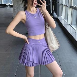 Nueva <span class=keywords><strong>Ropa</strong></span> de Verano al por Mayor, Conjunto Deportivo AL0 para <span class=keywords><strong>Yoga</strong></span>, Conjunto Deportivo de 2 Piezas para Mujer, Falda Corta y Camiseta sin Mangas, <span class=keywords><strong>Ropa</strong></span> Informal - Product Image 3
