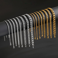 Bracelet chaîne cubaine en acier inoxydable poli à bord plat pour hommes et femmes, accessoires streetwear anti-ternissement, vente en gros