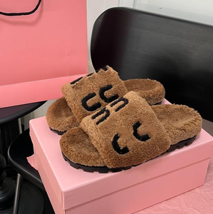 Chaussures décontractées de créateur, tongs pour femmes, grande taille, marque de luxe, pantoufles en fourrure, tongs pour femmes, pantoufles en fourrure moelleuses de créateur - Product Image 2