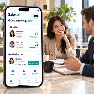 การพัฒนาแอปผู้ช่วยขาย AI ขั้นสูงสำหรับ IOS และ Android พร้อมระบบให้คะแนนลูกค้า สร้างอีเมล สรุปการโทร LionCreate - Product Image 1