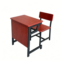Conjunto de Muebles Escolares para Primaria y Secundaria en Filipinas, Escritorio y Silla para Estudiantes con Tablero de Madera y Estructura Metálica