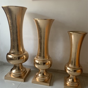 L-526 New Fashion European Style Gold <strong>Flower</strong> <strong>Vase</strong> Fiberglass Material Wedding Large <strong>Flower</strong> <strong>Vase</strong> for Table Decoration - Product Image 3