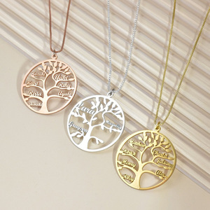 <span class=keywords><strong>Collier</strong></span> personnalisé en acier inoxydable avec arbre de vie et nom, <span class=keywords><strong>collier</strong></span> avec lettre personnalisée pour la Saint-Valentin/Fête <span class=keywords><strong>des</strong></span> Mères, cadeau de bijoux - Product Image 4