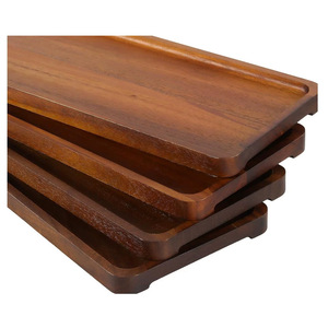 Japanese Style Solid Wood Serving <b>Tray</b> Dark Brown Rectangle For <b>Snacks</b> Desserts Breakfast Hotel Coffee Tea Display - Product Image 2