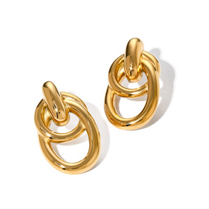 Pendientes de Nudo, Chapados en Oro de 18k, Acero Inoxidable, Diseño Geométrico Minimalista, Joyería de Moda para Mujer, Accesorio de Otoño Invierno - Product Image 5