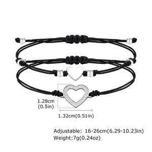 High Quality Eco-friendly Stainless Steel Zircon Geometric Heart Custom Color Braided Adjustable 18K Gold Plated Wedding - Product Image 4