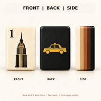 Jeu de Mahjong américain vintage de New York en acrylique, thème voyage, coffret noir ivoire chaud