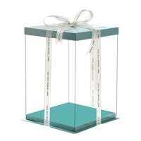 Boîte à gâteau d'anniversaire transparente bleue 4 6 8 10 12 pouces, simple ou double couche, extra-haute, carrée, en plastique PET, alimentaire